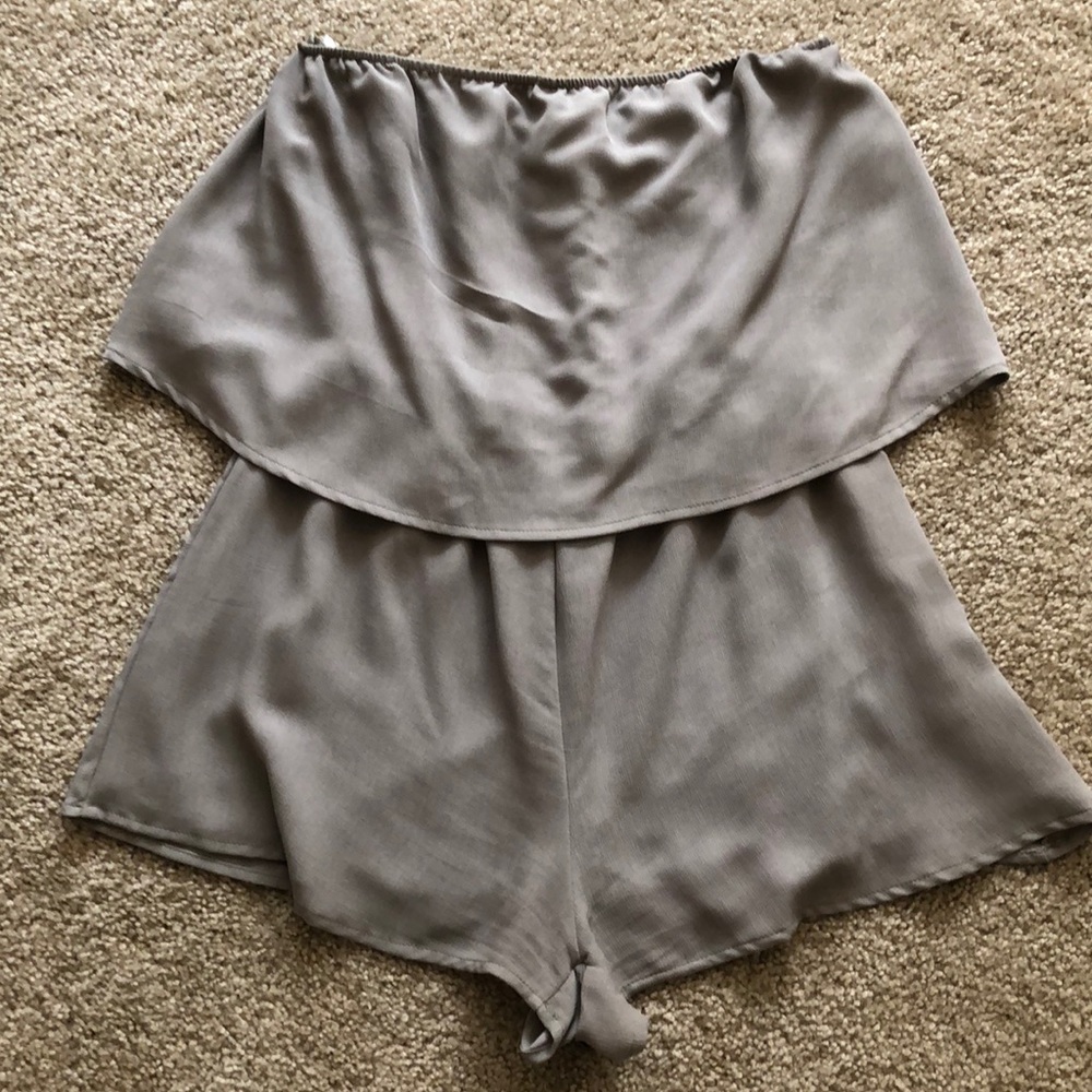 Green strapless romper
